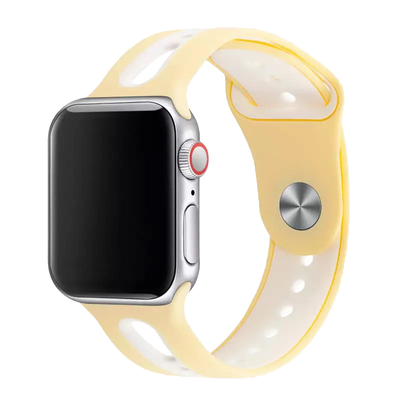 Силіконовий ремінець Sport для Apple Watch 42/44/45/49 mm Жовто-білий 212-00400 фото