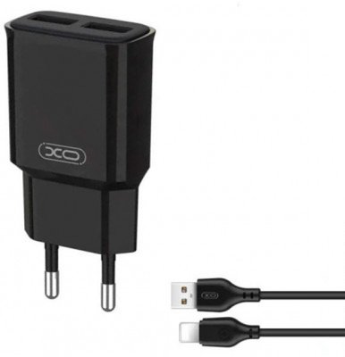 Зарядний пристрій XO L92C+ кабель Lightning USB 2.4A Чорний 209-00076 фото