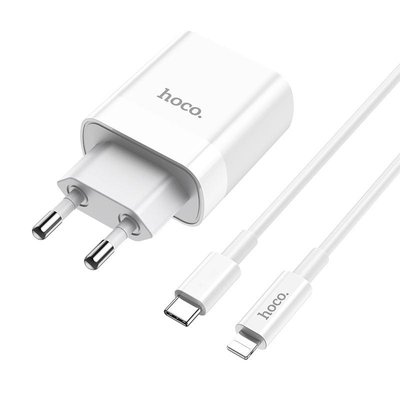 Комплект швидкого заряджання для iPhone Hoco C80A Rapido Type-C to Lightning PD20W QC3.0 Білий 209-00256 фото