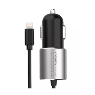 Автомобільний зарядний пристрій Denmen DZ11L + кабель Lightning USB QC 3.0 18W Чорний 209-00090 фото