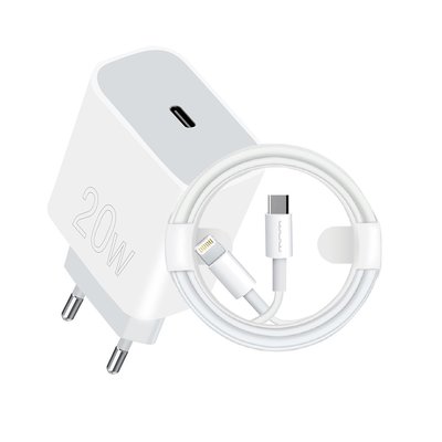 Комплект швидкого заряджання для iPhone WUW T74 Type-C to Lightning PD20W Білий 209-00264 фото