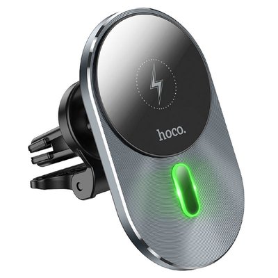 Автомобільний тримач телефону з бездротовою зарядкою 15W Hoco CA91 Magic Чорний 201-00007 фото