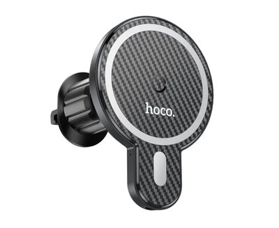 Автомобільний тримач телефону з бездротовою зарядкою 15W Hoco CA85 Ultra-fast Чорний 201-00008 фото