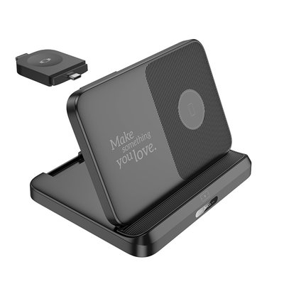 Бездротовий зарядний пристрій Hoco CQ7 Pass folding 3-in-1 для iPhone, Samsung, Xiaomi 15W Чорний 209-00270 фото