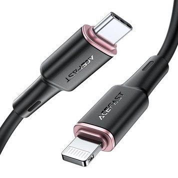 Кабель ACEFAST C2-01 Type-C to iP 3A, 20W, 1.2m silicone, zinc connectors, Black 6974316280644 фото