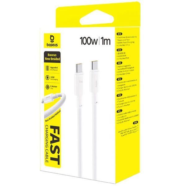Дата кабель Baseus New Braided Type-C to Type-C 100W (1m) (E0426) Moon White ILSO-00000085300-2 фото