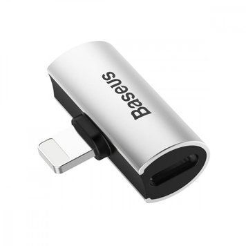 Переходник AUX Baseus L46 Lightning to Lightning + Lightning Silver/Black CAL46-S1 фото