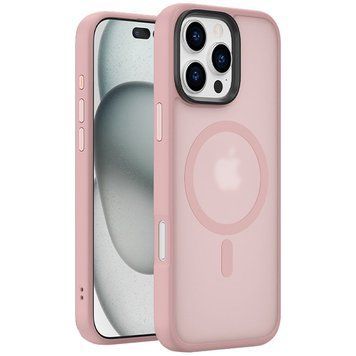 Чехол TPU+PC Metal Buttons with MagSafe Colorful для Apple iPhone 16 Pro Max (6.9") Pink 555-03018 фото