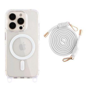 Чехол TPU+PC LanyardCase with MagSafe для iPhone 15 Pro Max White 214-03185 фото