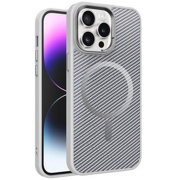 Чехол TPU+PC Carbon Mirage with MagSafe для Apple iPhone 15 Pro Grey 214-03382 фото