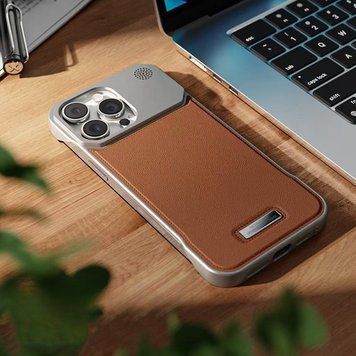 Накладка Leather Aromatherapy Metal Magnetic для iPhone 13 Brown 207-00427 фото