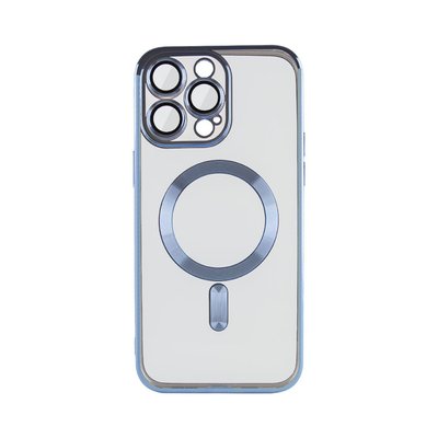 Чехол TPU Metallic with Magsafe с закрытой камерой для iPhone 14 Pro Голубой 214-01007 фото