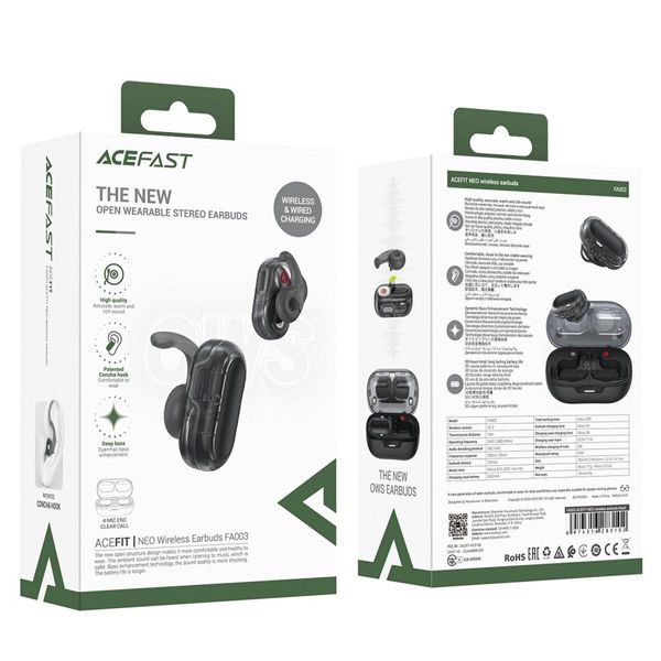 Навушники ACEFAST FA003 ACEFIT NEO wireless earbuds Black 656-00829 фото