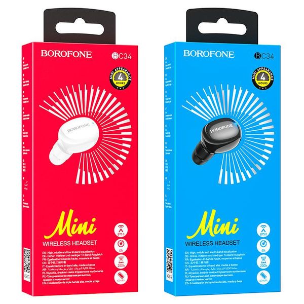 Bluetooth гарнитура BOROFONE BC34 Mikey MINI Black 777-00050 фото