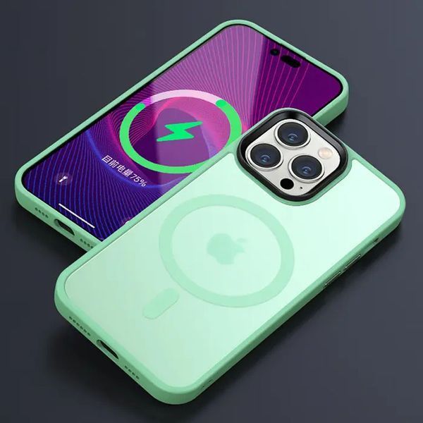TPU+PC чохол Metal Buttons with MagSafe Colorful для Apple iPhone 14 Pro (6.1") Matcha Green 555-03118 фото