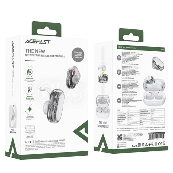 Наушники ACEFAST FA003 ACEFIT NEO wireless earbuds White 656-00830 фото