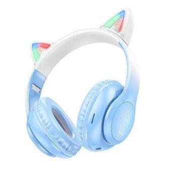 Наушники HOCO W42 Cat ears BT headphones Crystal Blue 656-00954 фото