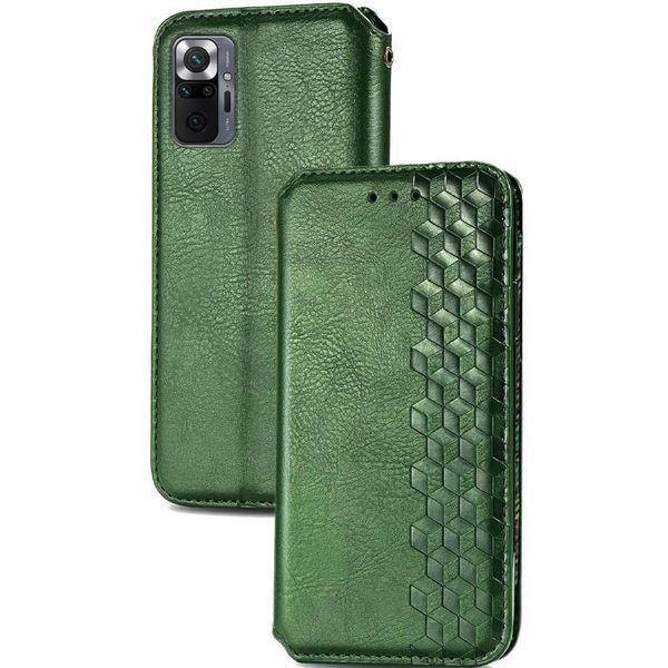 Кожаный чехол-книжка GETMAN Cubic для Xiaomi Redmi Note 10 Pro / 10 Pro Max Зелёный 555-01925 фото