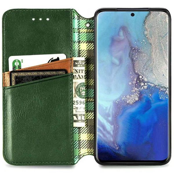 Кожаный чехол-книжка GETMAN Cubic для Xiaomi Redmi Note 10 Pro / 10 Pro Max Зелёный 555-01925 фото