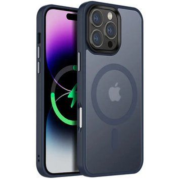 Чехол TPU+PC Metal Buttons with MagSafe Colorful для Apple iPhone 16 Pro Max (6.9") Navy Blue 555-03021 фото