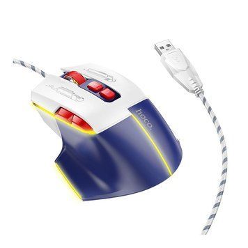 USB Миша Ігрова Hoco GM31 Overlord luminous Білий синій 656-02719 фото
