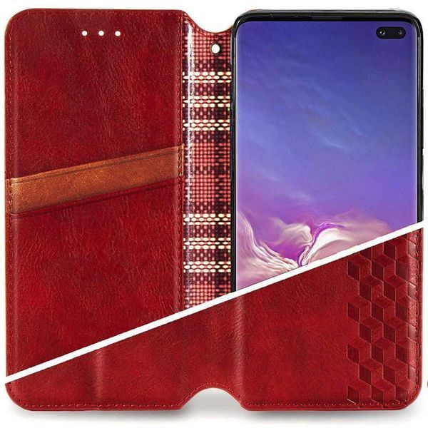 Кожаный чехол-книжка GETMAN Cubic для Xiaomi Redmi Note 10 Pro / 10 Pro Max Красный 555-01926 фото