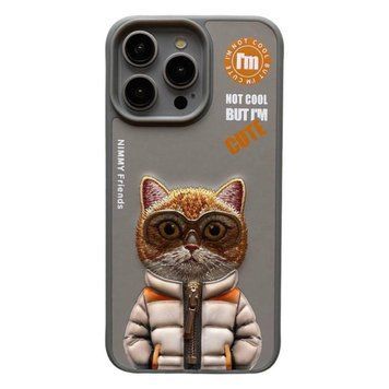 Чохол TPU+PC Nimmy 3D with Metal Buttons для iPhone 15 Pro Max Cat Grey 656-02536 фото