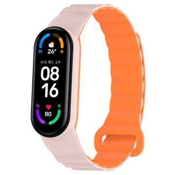 Ремінець Dual-color Magnetic для Xiaomi Mi Band 7/6/5/4/3 Light Pink / Orange 212-01637 фото