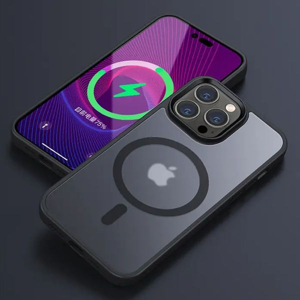 TPU+PC чохол Metal Buttons with MagSafe Colorful для Apple iPhone 14 Pro (6.1") Black 555-03123 фото