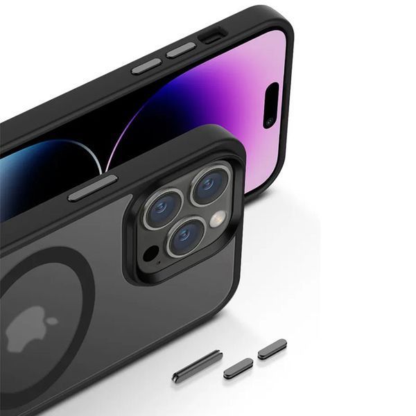 TPU+PC чохол Metal Buttons with MagSafe Colorful для Apple iPhone 14 Pro (6.1") Black 555-03123 фото