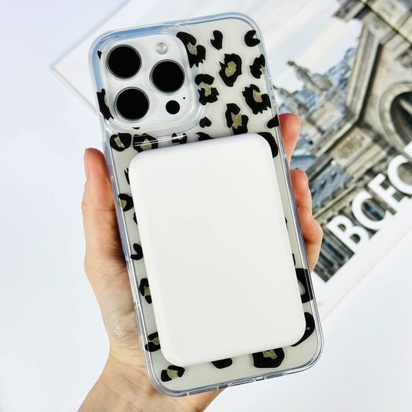Чохол Transporent Case with Print Magnetic для iPhone 15 Pro Max Leopard-green 214-04488 фото