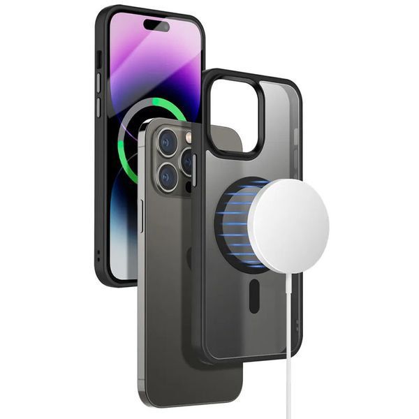 TPU+PC чохол Metal Buttons with MagSafe Colorful для Apple iPhone 14 Pro (6.1") Black 555-03123 фото