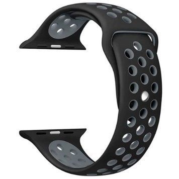 Силіконовий ремінець з перфорацією для Apple Watch 38/40/41 mm Чорно-сірий 212-00139 фото