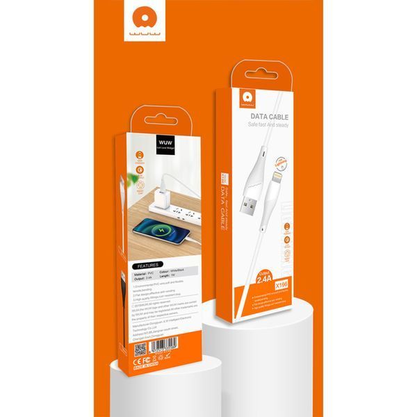 Кабель WUW-X196 USB Lightning 2,4А white 6972573335596 фото