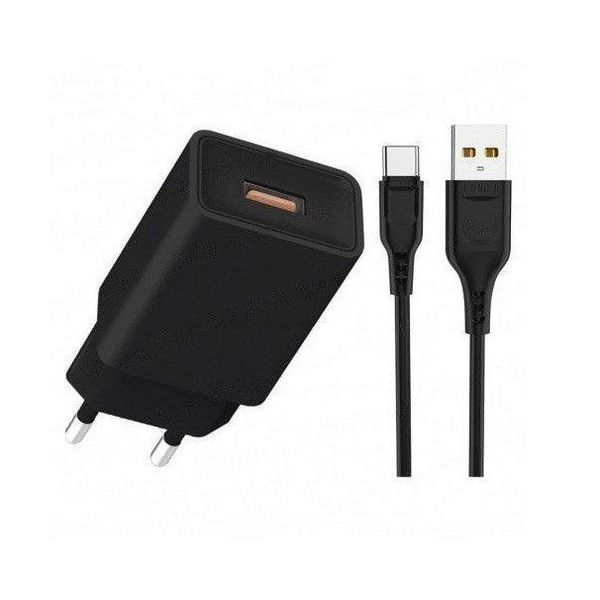 Сетевое зарядное устройство Denmen DC01T 1USB 2.4A + кабель Type-C 1 м Черный 209-00121 фото