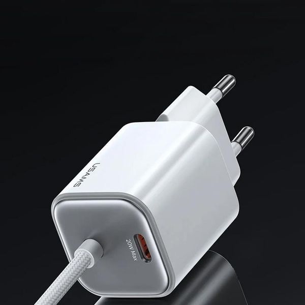 МЗП Usams US-CC261 GaN JC Ser. 20W (2USB-C) + кабель Type-C to Type-C White ILSO-00000078331-2 фото