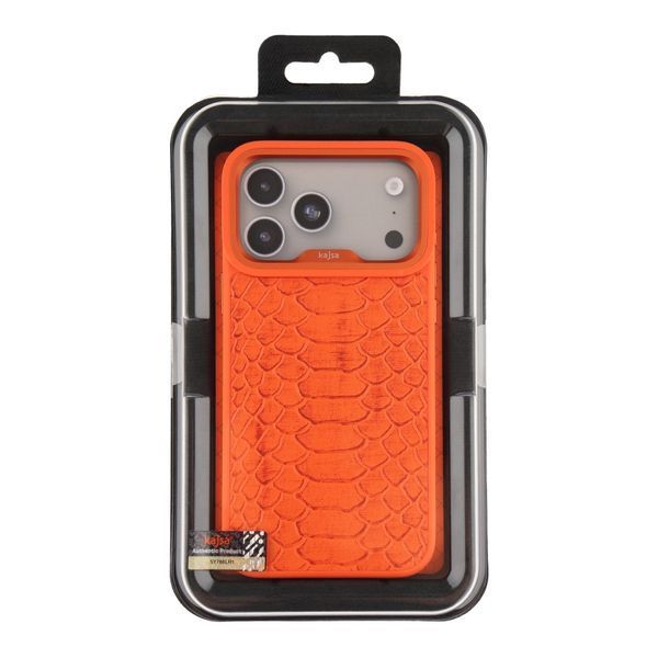 Чехол Kajsa Glamorous Collection Snake Pattern with MagSafe для iPhone 17 Pro Max / 18 Pro Max (6.9") Orange Plus O-Ring 4894505256934 фото