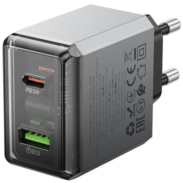 МЗП Borofone BN20 Lena PD35W+QC3.0 (1USB-A/1C) Metal gray ILSO-00000086484-1 фото