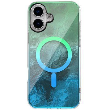 Чехол TPU Shiny Mountain (MagFit) для Apple iPhone 16 (6.1") Green / Blue 555-02875 фото