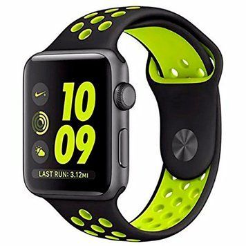 Силіконовий ремінець з перфорацією для Apple Watch 38/40/41 mm Чорно-салатовий 212-00140 фото