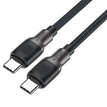 Кабель ACEFAST C10-03 Type-C to Type-C 3A, 60W, 1.2m, silicone, zinc connectors, Black 6974316283119 фото