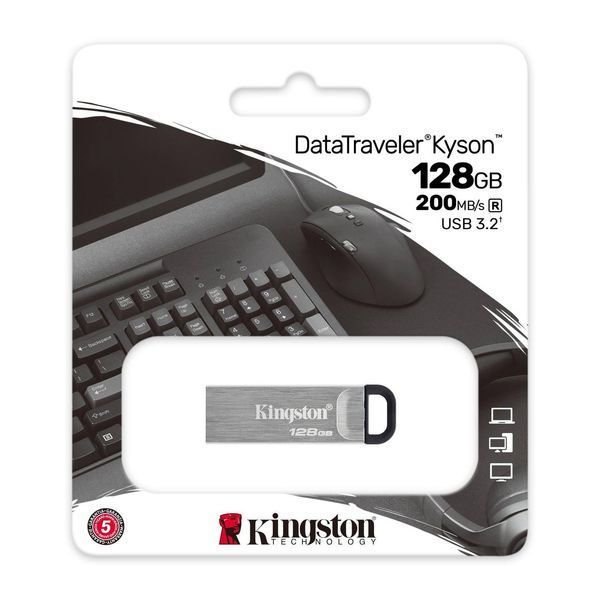 Флеш-накопичувач Kingston USB 3.2 DT Kyson 128GB Silver/Black DTKN/128GB фото