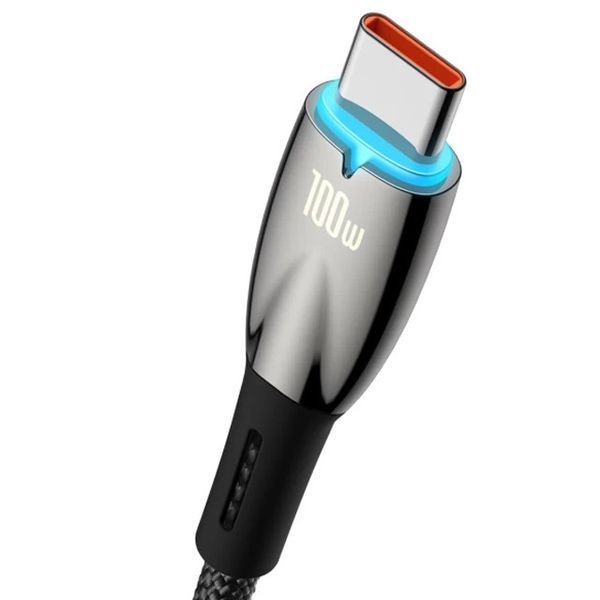 Дата кабель Baseus Glimmer Series Fast Charging Data Cable USB to Type-C 100W 1m (CADH00040) Black ILSO-00000068700-2 фото