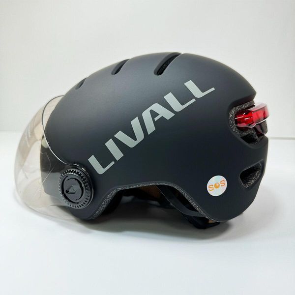 Захисний шолом Livall L23 (L) Dark Night (58-62см), сигнал поворотів та стопів, додаток, зйомний візор (пульт 656-00083 фото