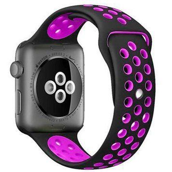Силіконовий ремінець з перфорацією для Apple Watch 38/40/41 mm Чорно-фіолетовий 212-00142 фото