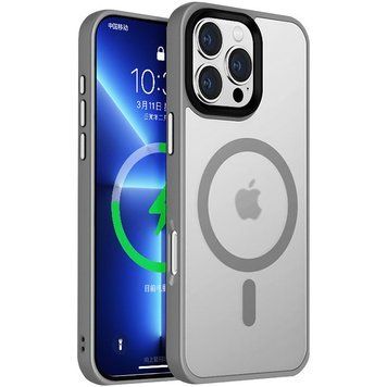 Чехол TPU+PC Metal Buttons with MagSafe Colorful для Apple iPhone 16 Pro (6.3") Grey 555-03027 фото