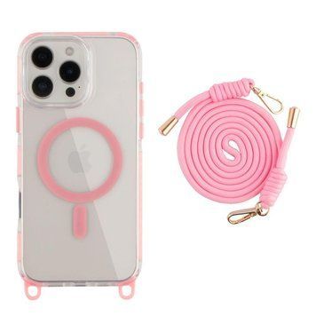 Чохол TPU+PC LanyardCase with MagSafe для iPhone 16 Pro Max Pink 214-03210 фото