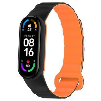 Ремінець Dual-color Magnetic для Xiaomi Mi Band 7/6/5/4/3 Black / Orange 212-01641 фото