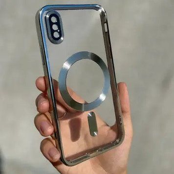 Чохол Wave TPU Metallic with Magsafe з закритою камерою для iPhone Xs Max Срібний 214-01387 фото