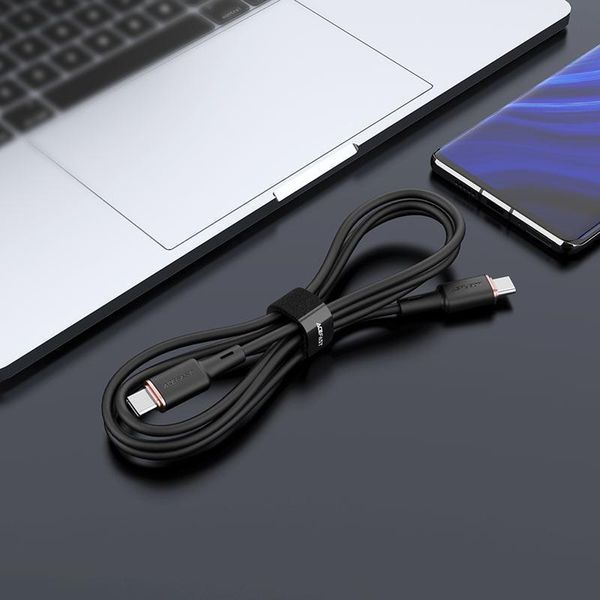 Кабель ACEFAST C2-03 Type-C to Type-C 3A, 60W, 1.2m, silicone, zinc connectors, Black 6974316280729 фото